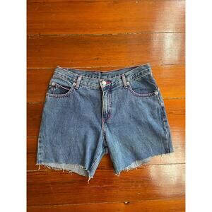 Playboy Bunny Denim Cutoff Shorts Pink Stitch Y2K Made USA Womens 7